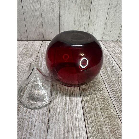 Vintage Anchor Hocking Ruby Red Apothecary Jar with Clear Glass Lid 5.5" Tall - Picture 2 of 8